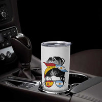Argentina Spain Flag Messy Bun Girl Graphic Tumbler Cup Cool Latina Argentine Spanish Pride Match Day