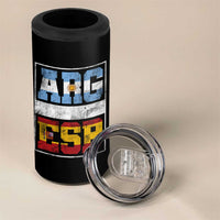Retro ARG ESP Argentina Espana Flag Typography Graphic 4 in 1 Can Cooler Tumbler Country Code Vintage Argentine Spainish Pride