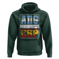 Retro ARG ESP Argentina Espana Flag Typography Graphic Hoodie Country Code Vintage Argentine Spainish Pride
