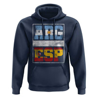 Retro ARG ESP Argentina Espana Flag Typography Graphic Hoodie Country Code Vintage Argentine Spainish Pride