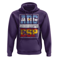 Retro ARG ESP Argentina Espana Flag Typography Graphic Hoodie Country Code Vintage Argentine Spainish Pride