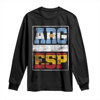 Retro ARG ESP Argentina Espana Flag Typography Graphic Long Sleeve Shirt Country Code Vintage Argentine Spainish Pride