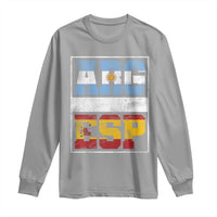 Retro ARG ESP Argentina Espana Flag Typography Graphic Long Sleeve Shirt Country Code Vintage Argentine Spainish Pride