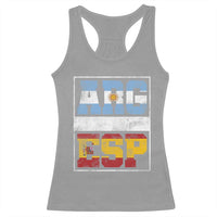 Retro ARG ESP Argentina Espana Flag Typography Graphic Racerback Tank Top Country Code Vintage Argentine Spainish Pride