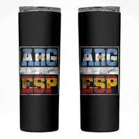 Retro ARG ESP Argentina Espana Flag Typography Graphic Skinny Tumbler Country Code Vintage Argentine Spainish Pride
