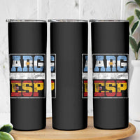 Retro ARG ESP Argentina Espana Flag Typography Graphic Skinny Tumbler Country Code Vintage Argentine Spainish Pride