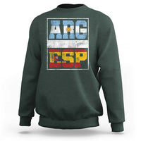 Retro ARG ESP Argentina Espana Flag Typography Graphic Sweatshirt Country Code Vintage Argentine Spainish Pride