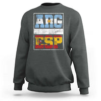 Retro ARG ESP Argentina Espana Flag Typography Graphic Sweatshirt Country Code Vintage Argentine Spainish Pride