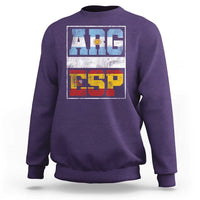 Retro ARG ESP Argentina Espana Flag Typography Graphic Sweatshirt Country Code Vintage Argentine Spainish Pride