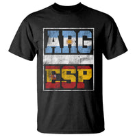 Retro ARG ESP Argentina Espana Flag Typography Graphic T Shirt Country Code Vintage Argentine Spainish Pride