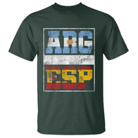 Retro ARG ESP Argentina Espana Flag Typography Graphic T Shirt Country Code Vintage Argentine Spainish Pride