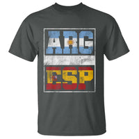 Retro ARG ESP Argentina Espana Flag Typography Graphic T Shirt Country Code Vintage Argentine Spainish Pride