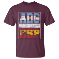 Retro ARG ESP Argentina Espana Flag Typography Graphic T Shirt Country Code Vintage Argentine Spainish Pride
