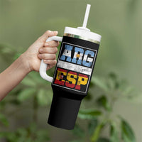 Retro ARG ESP Argentina Espana Flag Typography Graphic Tumbler With Handle Country Code Vintage Argentine Spainish Pride