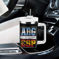 Retro ARG ESP Argentina Espana Flag Typography Graphic Tumbler With Handle Country Code Vintage Argentine Spainish Pride