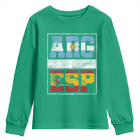 Retro ARG ESP Argentina Espana Flag Typography Graphic Youth Sweatshirt Country Code Vintage Argentine Spainish Pride