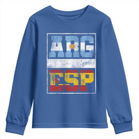 Retro ARG ESP Argentina Espana Flag Typography Graphic Youth Sweatshirt Country Code Vintage Argentine Spainish Pride