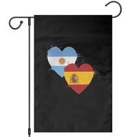 Argentina Spain Flag Two Hearts Graphic Garden Flag Dual Argentine Spanish Heritage Love Pride