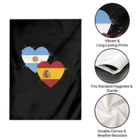 Argentina Spain Flag Two Hearts Graphic Garden Flag Dual Argentine Spanish Heritage Love Pride