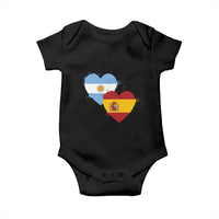 Argentina Spain Flag Two Hearts Graphic Baby Onesie Dual Argentine Spanish Heritage Love Pride