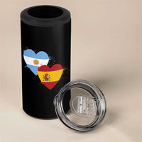 Argentina Spain Flag Two Hearts Graphic 4 in 1 Can Cooler Tumbler Dual Argentine Spanish Heritage Love Pride