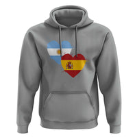 Argentina Spain Flag Two Hearts Graphic Hoodie Dual Argentine Spanish Heritage Love Pride