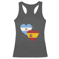 Argentina Spain Flag Two Hearts Graphic Racerback Tank Top Dual Argentine Spanish Heritage Love Pride