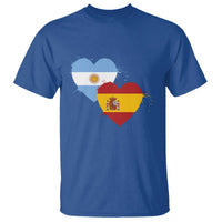 Argentina Spain Flag Two Hearts Graphic T Shirt Dual Argentine Spanish Heritage Love Pride