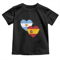 Argentina Spain Flag Two Hearts Graphic Toddler T Shirt Dual Argentine Spanish Heritage Love Pride