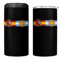 Spain Argentina Dual Flag Graphic 4 in 1 Can Cooler Tumbler Mixed Roots Spanish Argentine Heritage Pride Match Day