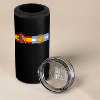 Spain Argentina Dual Flag Graphic 4 in 1 Can Cooler Tumbler Mixed Roots Spanish Argentine Heritage Pride Match Day