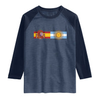 Spain Argentina Dual Flag Graphic Raglan Shirt Mixed Roots Spanish Argentine Heritage Pride Match Day
