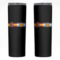Spain Argentina Dual Flag Graphic Skinny Tumbler Mixed Roots Spanish Argentine Heritage Pride Match Day