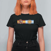 Spain Argentina Dual Flag Graphic T Shirt For Women Mixed Roots Spanish Argentine Heritage Pride Match Day