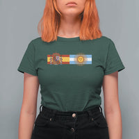 Spain Argentina Dual Flag Graphic T Shirt For Women Mixed Roots Spanish Argentine Heritage Pride Match Day
