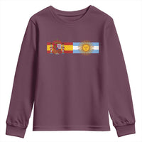 Spain Argentina Dual Flag Graphic Youth Sweatshirt Mixed Roots Spanish Argentine Heritage Pride Match Day