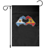 Argentina Spain Flag Heart Hands Graphic Garden Flag Argentine Spanish Mixed Roots Pride Dual Heritage Match Day