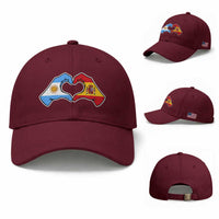 Argentina Spain Flag Heart Hands Graphic Baseball Cap Argentine Spanish Mixed Roots Pride Dual Heritage Match Day
