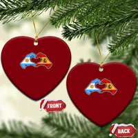 Argentina Spain Flag Heart Hands Graphic Ceramic Ornament Argentine Spanish Mixed Roots Pride Dual Heritage Match Day
