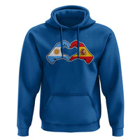 Argentina Spain Flag Heart Hands Graphic Hoodie Argentine Spanish Mixed Roots Pride Dual Heritage Match Day