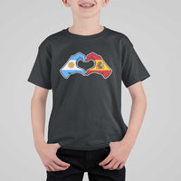 Argentina Spain Flag Heart Hands Graphic T Shirt For Kid Argentine Spanish Mixed Roots Pride Dual Heritage Match Day