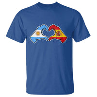 Argentina Spain Flag Heart Hands Graphic T Shirt Argentine Spanish Mixed Roots Pride Dual Heritage Match Day
