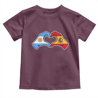 Argentina Spain Flag Heart Hands Graphic Toddler T Shirt Argentine Spanish Mixed Roots Pride Dual Heritage Match Day