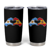 Argentina Spain Flag Heart Hands Graphic Tumbler Cup Argentine Spanish Mixed Roots Pride Dual Heritage Match Day