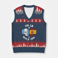 Yes Im Both Of Them Argentina Spain Fist Bump Graphic V-Neck Knit Sweater Vest Proud Spanish Argentine Dual Heritage Pride Match Day