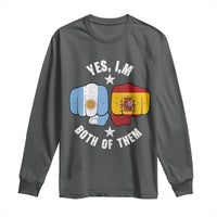 Yes Im Both Of Them Argentina Spain Fist Bump Graphic Long Sleeve Shirt Proud Spanish Argentine Dual Heritage Pride Match Day