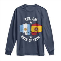 Yes Im Both Of Them Argentina Spain Fist Bump Graphic Long Sleeve Shirt Proud Spanish Argentine Dual Heritage Pride Match Day