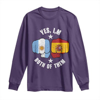 Yes Im Both Of Them Argentina Spain Fist Bump Graphic Long Sleeve Shirt Proud Spanish Argentine Dual Heritage Pride Match Day