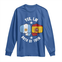 Yes Im Both Of Them Argentina Spain Fist Bump Graphic Long Sleeve Shirt Proud Spanish Argentine Dual Heritage Pride Match Day