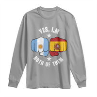 Yes Im Both Of Them Argentina Spain Fist Bump Graphic Long Sleeve Shirt Proud Spanish Argentine Dual Heritage Pride Match Day
